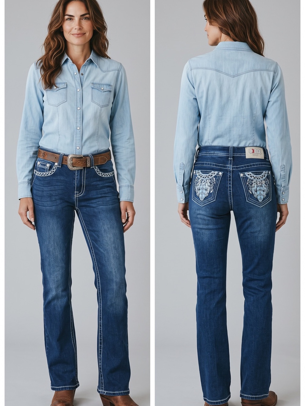 REBEL Jeans Dark Wash Embellished Flare Jeans Size 3 Y2K McBling Western Bootcut